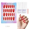 24 Peças de Unhas Postiças Usáveis para Adultos Produtos Acabados Transfronteiriços Patches de Manicure de Alta Qualidade Manicure Amêndoa Removível Atacado