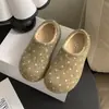 Zapatos de algodón cómodos, de suela gruesa, estilo coreano, para mujer, punta redonda, mules de lunares, colección 2026, diseño sin cordones, retro y elegantes