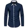 Amazon 2024 Outono Nova Camisa de Cor Contrastante Masculina Manga Longa Moda Tendência Casual Camisa Casaco Masculino Top
