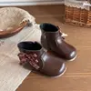 Botas Cortas de Moda Otoño/Invierno 2025 para Niñas, Botas de Cuero Estilo Coreano Princesa a Media Pantorrilla, Zapatos Birkenstock para Niños