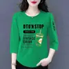 E-commerce Transfronteiriço Comércio Exterior Estilo Mãe Mulheres de Meia-Idade Camiseta de Manga Três Quartos Solta Casual Versátil Camiseta Básica Top