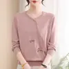 Suéter de punto bordado para el otoño de mamá, camiseta de manga larga de nuevo estilo para mujeres de mediana edad y mayores, camiseta básica, suéter para mujer