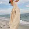 Vestuário feminino europeu e americano transfronteiriço 2026: vestido longo elegante, vestido sexy estilo resort com costas nuas e alças