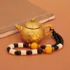 Tetera con Mango de Latón Mini Pixiu Tetera Pequeña Pieza de Mango Giratorio Instantáneo Adorno Artesanal de Mahjong