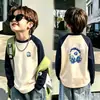 Camiseta de Manga Larga con Retazos para Niños Niños Otoño/Invierno De Rong Capa Base Cepillada 2026 Nuevo Top para Niños
