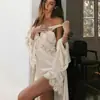Nuevo Producto Más Vendido de Amazon Sexy de Encaje Hueco Europeo y Americano Bata Nocturna Ropa de Dormir Ropa de Casa para Mujer 2026 Venta al por Mayor Transfronteriza