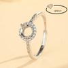 Anillo clásico de moda para mujer de plata esterlina chapada en 925, montura vacía para bricolaje, incrustado redondo Hua Zi, taladro de fondo puntiagudo, portaanillo de cara de huevo plana