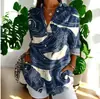 TEMU Transfronterizo Estampado 3D Patrón de Moda Camisa para Mujer Primavera y Otoño Casual Holgada Botones para Mujer Europeos y Americanos