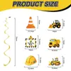 Decoraciones para Fiesta de Cumpleaños Infantil Temática de Vehículos de Construcción Tornillo Transfronterizo Bandera de Excavadora Topper para Pastel Set Espiral