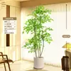 Planta Artificial Verde Nandina Bambu Planta Falsa High-End Luxo Leve Árvore Decorativa para Sala de Estar Ornamentação de Chão Interna Grande em Vaso