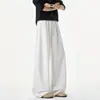 Pantalones de chándal blancos y grises estilo americano con dobladillo curvo para hombre, pantalones largos versátiles de pierna ancha de moda para otoño, pantalones casuales rectos holgados