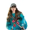 Sudadera Delgada Divertida Estilo Perezoso con Graffiti para Mujer, Top de Rayas de Alto Nivel de Moda con Empalme para Cubrir la Barriga