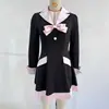Moda transfronteriza europea y americana, vestido con cuello de traje de bloques de color estilo Chanel, lazo con botones de pedrería, vestido formal corto de línea A que ciñe la cintura