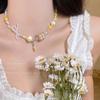 Cadena Clavícula Estrella Lazo Amarillo Collar de Cuentas Infantil Lindo para Mujer Accesorios de Collar Atmósfera Fotografía Vacacional