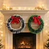 Guirlanda de Natal com Laço de Borda Branca e Verde Decoração para Árvore de Natal Lareira Janela Adereço para Foto de Fundo de Festa