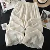 Calça Casual de Acetato Fina de Verão para Mulheres, Calça Cropped Reta Fluida, Calça de Dormir Solta Versátil Emagrecedora
