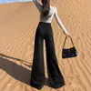 Jeans de Pierna Ancha Bootcut Negros para Mujer Estilo Hot Girl Otoño 2025 Nuevo Cintura Alta Efecto Adelgazante Versátiles Caídos Hasta el Suelo