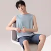 Puede ser enviado en nombre de otros: Pijama de Modal y Algodón para Hombre de Verano, Cuello Redondo, Shorts sin Mangas, Nuevo Estilo 2026, Ropa de Casa de Estilo Sencillo