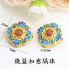 Miçangas Espaçadoras de Quatro Furos Esmaltadas Cobre Banhado a Ouro Palácio Qing Dez Oito Filhos Acessórios de Mão Artesanais DIY Acessórios para Roupas Pulseiras