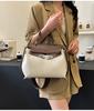 Bolsa Tote de Moda Europeia e Americana Transfronteiriça, Nova Bolsa de Lona Feminina, Bolsa Kelly da Moda, Bolsa Transversal de Ombro Único de Grande Capacidade com Cores Contrastantes