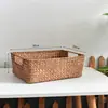 Cesta de Armazenamento Retangular, Cesta Organizadora, Cesta Trançada de Bambu, Cesta de Armazenamento e Decorativa, Cesta de Palha, Cesta Trançada, Cesta de Rattan, Cesta de Bambu