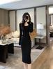 Vestido Tejido Retro con Flores Estéreo para Mujer 2025 Otoño e Invierno Nuevo Elegante Suéter Pulóver Exterior e Interior Transfronterizo para Mujer