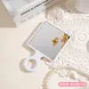 Espejo de Maquillaje Portátil Fresco Estilo Coreano con Diseño de Rosa, Espejo Portátil Tridimensional con Mango, Se Puede Colgar para Retoques en la Oficina