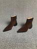 Botas 2025 Retro Francés Otoño e Invierno Nuevas Botas Cortas Botas Martin Versátil Belleza Tacón Grueso Elegante Sin Punta