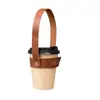 Funda de Cuero PU Marrón Estilo Europeo y Americano para Tazas de Café y Té con Leche, Portavasos de Cuero para Llevar Tazas de Café en la Mano, Estilo Europeo y Americano