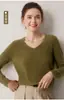Nuevo Suéter de Punto Grueso de Cachemir 100% Puro sin Costuras de una Sola Pieza con Cuello en V en Forma de Corazón para Mujer, Jersey de Punto Holgado, Capa Base