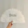 Abanico de Plumas para Novia Más Vendido Transfronterizo con Decoraciones de Estrella de Perlas y Pedrería para Bodas y Fiestas, Suministro de Etsy