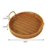Plato de Fruta Estilo Japonés Cesta de Pan Bandeja Redonda de Doble Asa Cesta de Almacenamiento Imitación Ratán Nórdico Cesta de Bocadillos Accesorio para Fotos Cesta de Picnic
