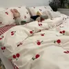 Algodón Lavado Ropa de Cama Sábanas para Cama Juego de Funda Nórdica de Cuatro Piezas Juego de Cama Individual y Doble para Dormitorio de Estudiantes Juego de Tres Piezas para Todas las Estaciones