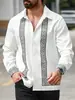 2025 Nova Moda Casual Versátil Elegante de Alta Qualidade Camisas Masculinas de Manga Longa com Estampa 3D para Exportação Europeia e Americana