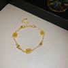 Pulsera Ajustable de Diamante Ovalado de Zirconia Chapada en Oro Real de Lujo Ligero Pulsera de Moda de Alto Sentido Pulsera Comodín para el Día a Día