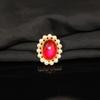Nueva aleación anillo sencillo y doble con incrustaciones de perlas grandes accesorios de rubí diy accesorios para el cabello de novia tocado accesorios de abanico redondo