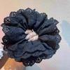 Zhao Lusi Mesmo Estilo Renda Laço de Cabelo Intestino Grosso Tecido Renda Plissada Corda de Cabelo Feminina 2025 Novo Artesanato de Renda de Quatro Camadas
