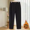 Jeans Mom de pierna recta elegantes de alta gama 2026 Otoño/Invierno Nuevos Pantalones de Abuela de mediana edad Color Sólido Versátil Pantalones Largos con Felpa