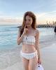 Traje de Baño para Mujer Estilo 2026 Puro Deseo Inspirado en Chanel Tipo Hada de Gama Alta para Busto Pequeño Bikini de Dos Piezas sin Tirantes Bikini