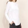 Camiseta interior de manga larga con cuello redondo y bajo redondeado para mujer, hermoso estilo occidental, negra de alta calidad, camiseta blanca para mujer