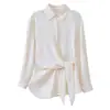 Camisa de Manga Larga con Tirantes Franceses para Mujer Primavera 2025 Diseño Delgado Holgado Camisa Irregular Top Elegante