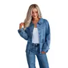 Atacado Transfronteiriço Europeu e Americano da Amazon Outono de 2025 Novo Casaco Feminino de Botão Único Jaqueta Jeans 89212