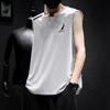 Verão Homens Gelo Seda Costas Respirável Coração Esportes Fitness Base Camisa Wide Shoulder Training Mangaless T-shirt Shoulder Quick-drying