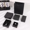 Caja de embalaje de joyería rosa en existencia, caja de anillo negra de lujo ligera, caja de collar con cubierta de cielo y tierra, caja de regalo para almacenamiento de joyas