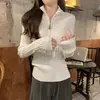 Top Camada Base Costurada com Zíper e Gola Alta Retrô para Mulheres Outono Inverno Slim Fit Roupa Íntima Suéter Tricô Meia-Gola Alta