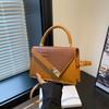Bolsa Quadrada Pequena Retro Casual Simples com Fecho Padrão Pedra da Moda e Única Cor Sólida para o Dia a Dia Ombro Cruzado de Mão 2025