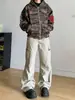 Moletom com Capuz Camuflado Bordado Lavado Estilo Retrô Americano Transfronteiriço Jaqueta Casual Solta Masculina Outono e Inverno