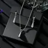 Moda Europeia e Americana Luxo Leve Metal Pingente Gota d'Água Colar e Brincos para Mulheres, Design de Nicho, Conjunto de Joias Exquisito e de Alta Qualidade