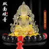 Nuevo Adorno de Coche con Vidrio para Consola Central Guanyin Interior del Coche Escritorio Frontal Perfume Bodhisattva Guanyin de Doble Cara Decoración de Instalación Segura