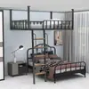 Cama elevada estilo loft nórdico apartamento pequeño alquiler cama de hierro ático cama colgante dúplex segundo piso cama vacía